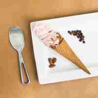 Photo gratuite glace sur une assiette