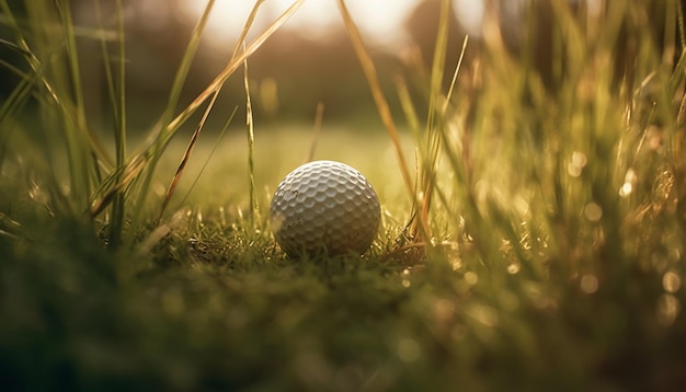 Photo gratuite le golfeur frappe la balle vers le green généré par l'ia