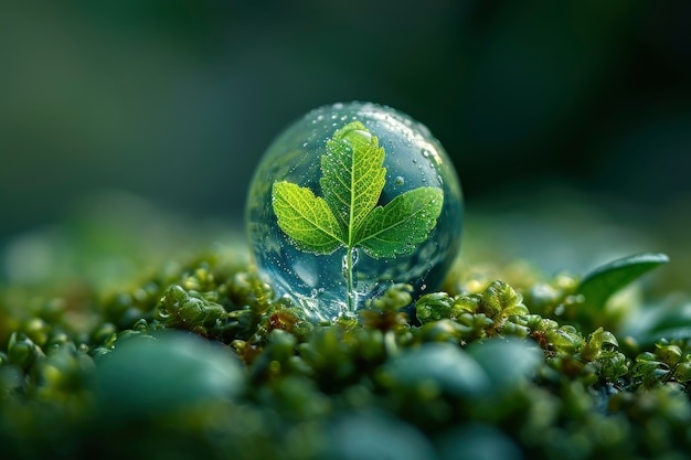 Goutte d'eau réaliste avec un écosystème