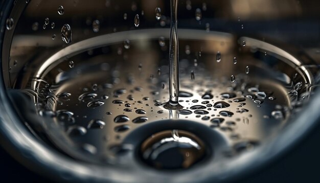 Des gouttes de pluie fraîches dansent sur la surface métallique de la voiture générée par l'IA