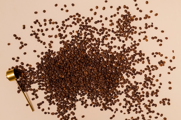 Photo gratuite grains de café et une cuillère