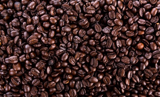 Les grains de café de fond closeup
