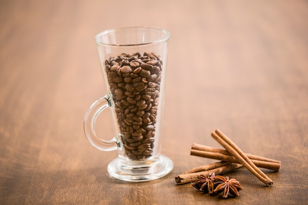 Grains de café en verre