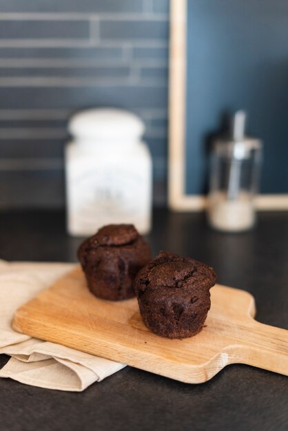 Grand angle de muffins sur l'hélicoptère