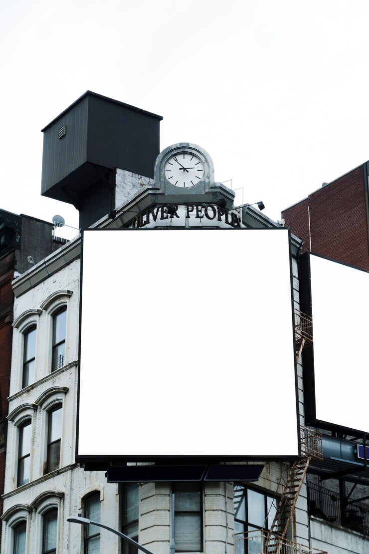 Photo gratuit grand modèle de panneau d&#39;affichage sur la construction en ville