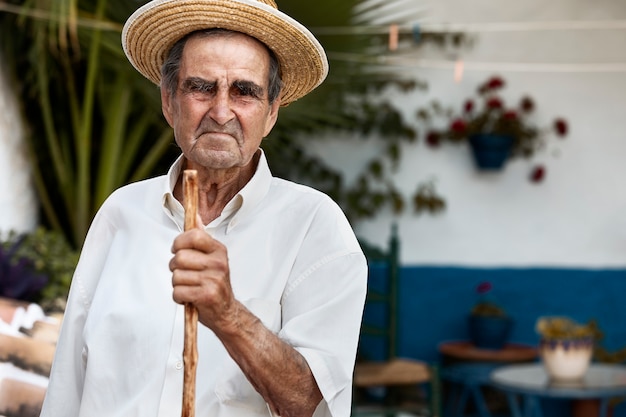 Grand-père passe du temps à la campagne