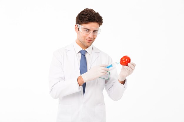 Grand plan, portrait, de, a, sourire, jeune, mâle, docteur