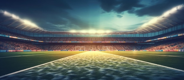 Photo gratuite grand stade de football avec des lumières vives la nuit