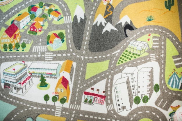 Grand tapis avec des maisons et des routes