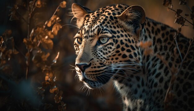 De grands félins majestueux dans le danger sauvage se cachent générés par l'IA