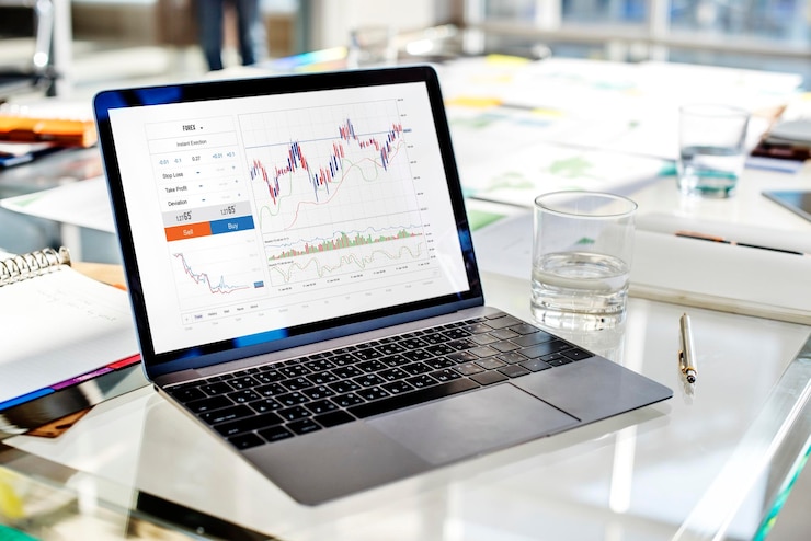 Photo gratuit graphique de l&#39;activité d&#39;analyse de données sur les marchés boursiers d&#39;investissement