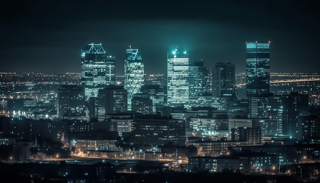 Photo gratuite les gratte-ciel lumineux de pékin illuminent le paysage urbain futuriste généré par l'ia