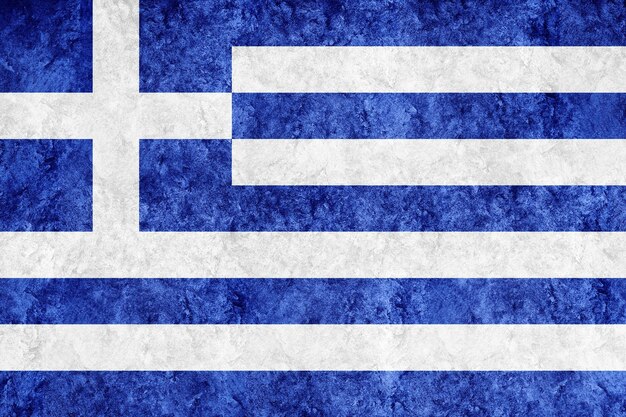 Grèce drapeau métallique, drapeau texturé, drapeau grunge