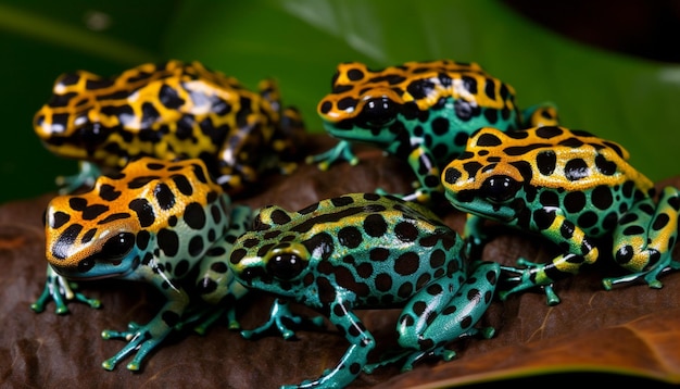 Photo gratuite une grenouille empoisonnée repérée dans la forêt tropicale générée par l'ia