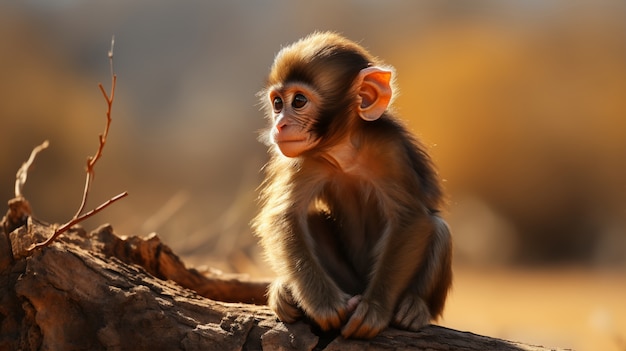 Gros plan sur un adorable bébé singe