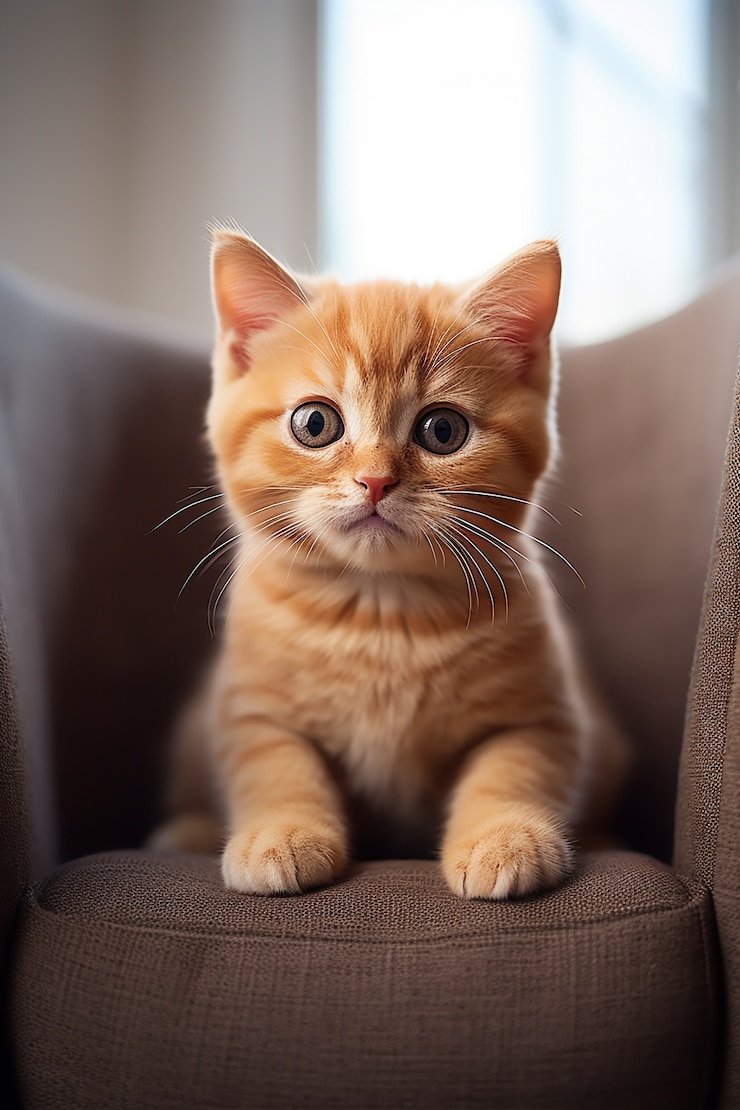 Photo gratuit gros plan sur un adorable chaton sur un canapé