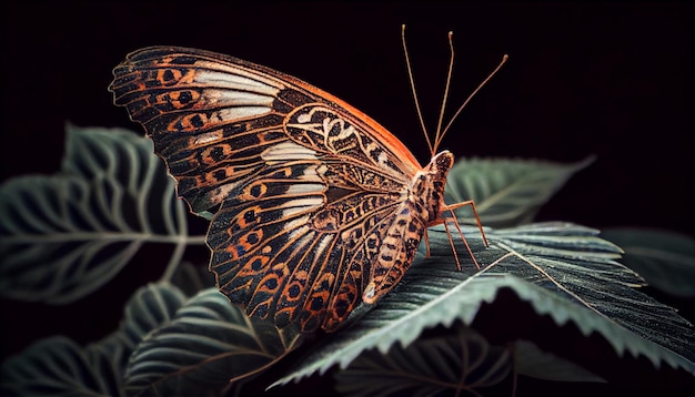 Photo gratuite un gros plan d'une aile de papillon multicolore générée par l'ia