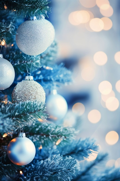 Photo gratuite gros plan sur un arbre de noël joliment décoré