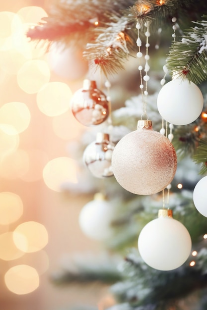 Photo gratuite gros plan sur un arbre de noël joliment décoré