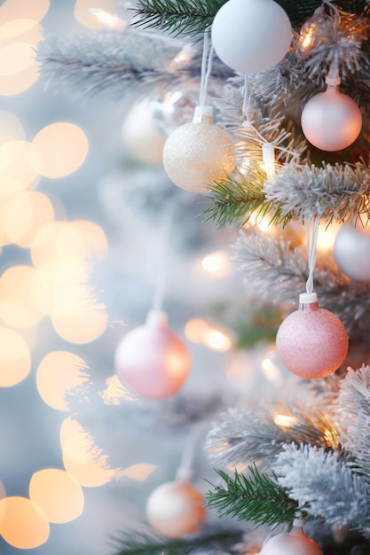 Photo gratuite gros plan sur un arbre de noël joliment décoré