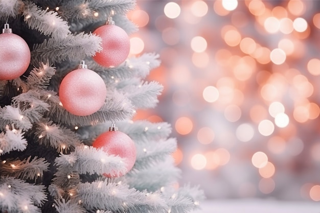 Gros plan sur un arbre de Noël joliment décoré