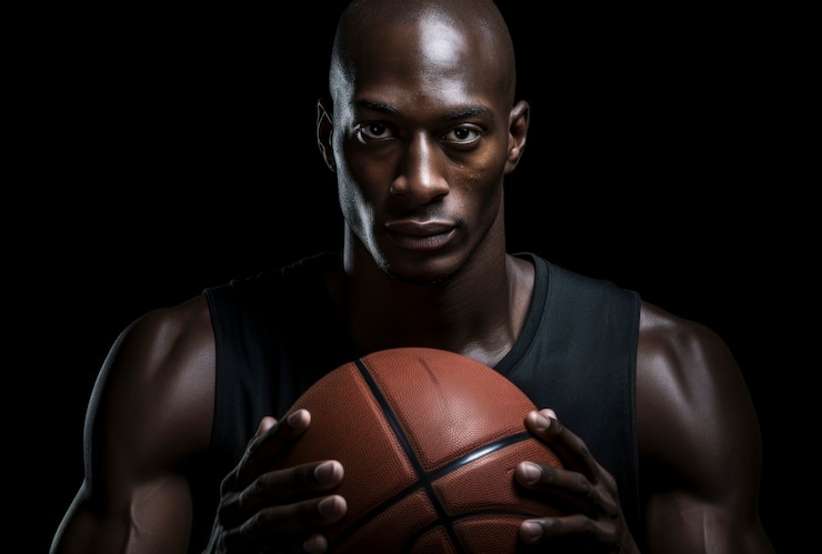 Photo gratuit gros plan sur un athlète jouant au basket-ball