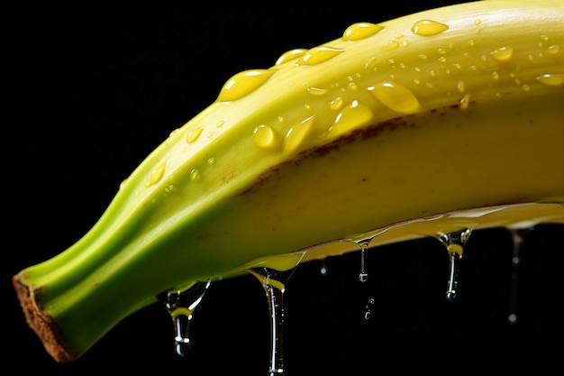 Photo gratuite gros plan banane avec des gouttes d'eau