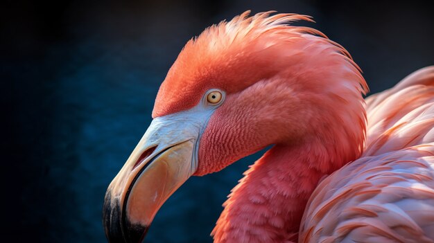 Gros plan sur un beau flamant rose