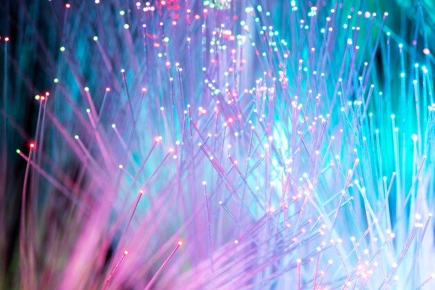 Gros plan sur de beaux détails de fibre optique