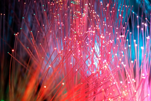 Gros plan sur de beaux détails de fibre optique