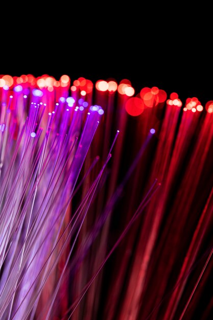 Gros plan sur de beaux détails de fibre optique