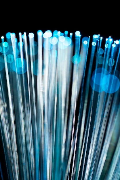 Gros plan sur de beaux détails de fibre optique