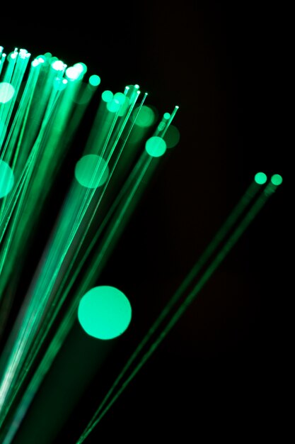 Gros plan sur de beaux détails de fibre optique