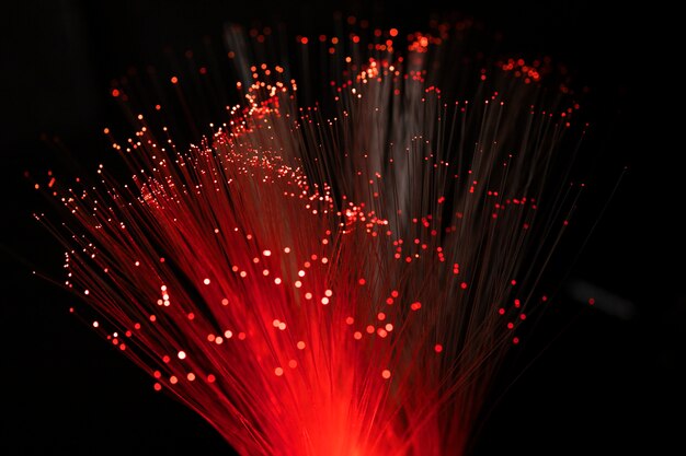 Gros plan sur de beaux détails de fibre optique