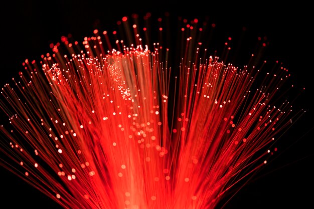 Gros plan sur de beaux détails de fibre optique