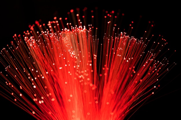 Gros plan sur de beaux détails de fibre optique