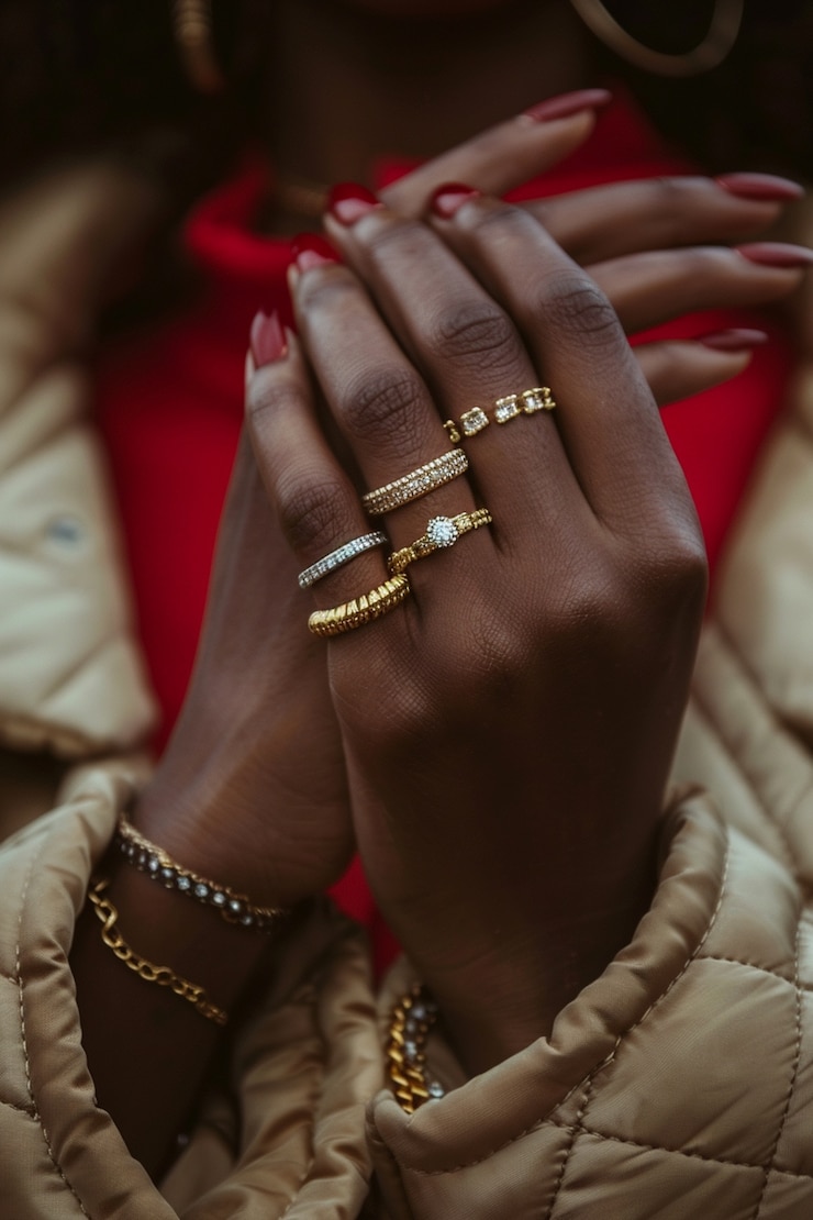 Photo gratuit en gros plan avec des bijoux à la main