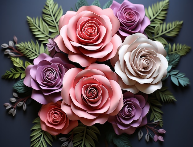 Gros plan sur le bouquet de roses