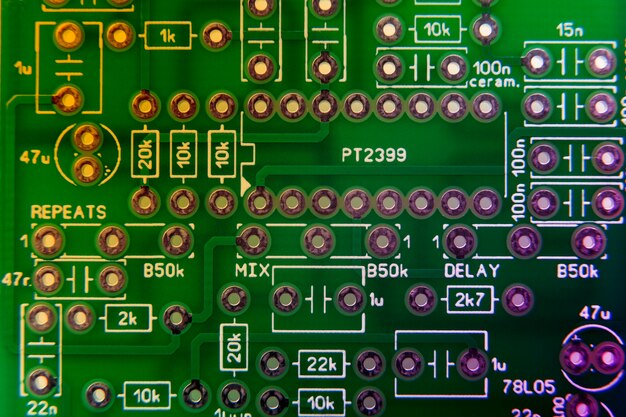 Gros plan de la carte de circuit imprimé vue de dessus