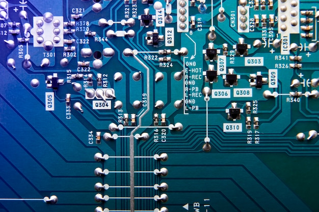 Gros plan de la carte de circuit imprimé vue de dessus