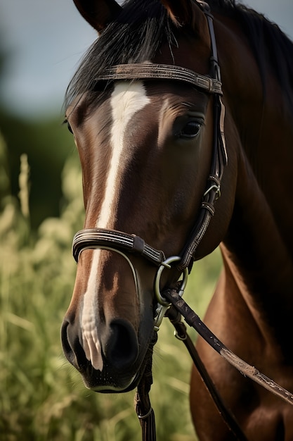 Photo gratuite gros plan sur le cheval à l'extérieur