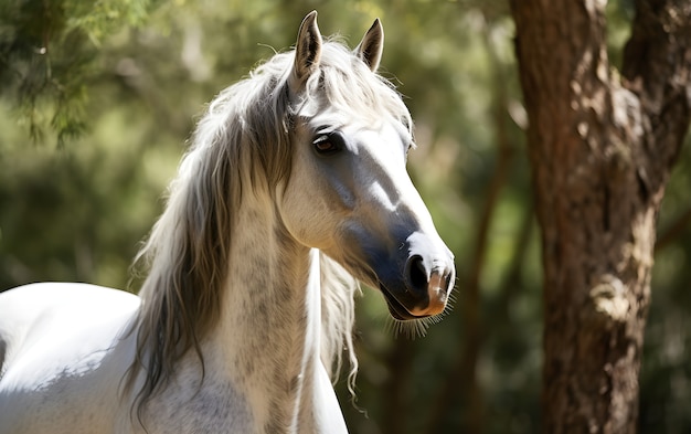 Photo gratuite gros plan sur le cheval en forêt