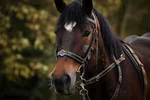 Photo gratuite gros plan sur le cheval en forêt