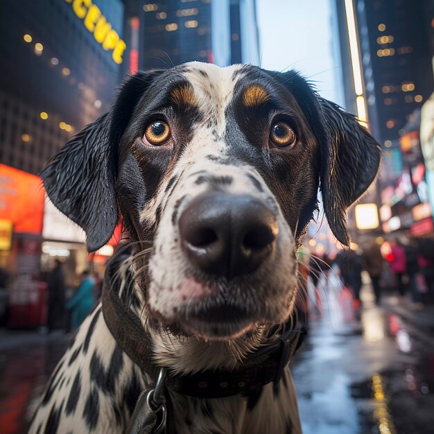 Gros plan sur un chien dans les rues de New York