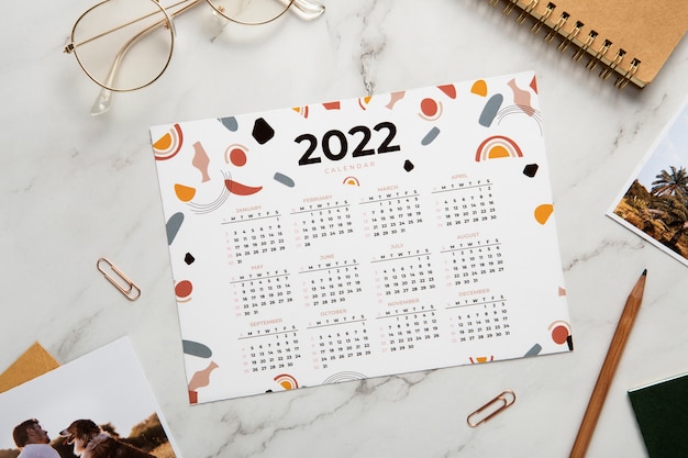 Photo gratuite gros plan sur la conception du calendrier