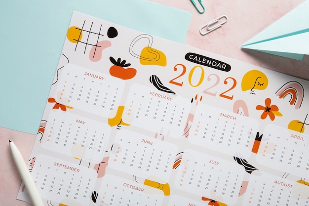 Photo gratuite gros plan sur la conception du calendrier