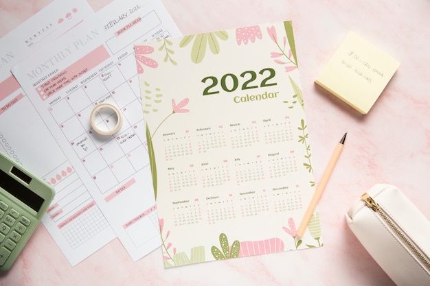 Gros plan sur la conception du calendrier