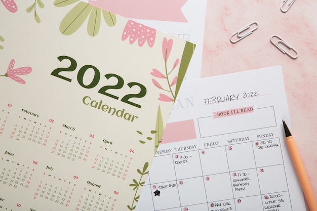 Gros plan sur la conception du calendrier