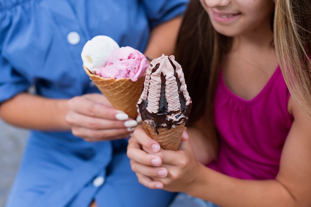 Gros plan, de, cônes glace