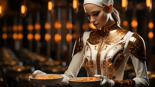 Photo gratuite gros plan sur la cuisine d'un robot anthropomorphe